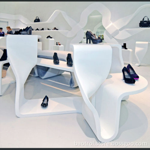 Newest design artificial stone shoe store display fixture